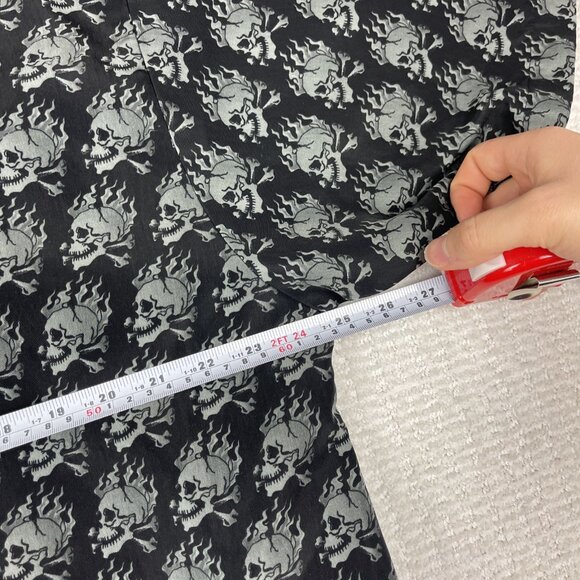 Vtg Request Shirt Mens 2XL Black Button Up Goth Skulls Flames Skate Y2K AOP - Picture 9 of 16